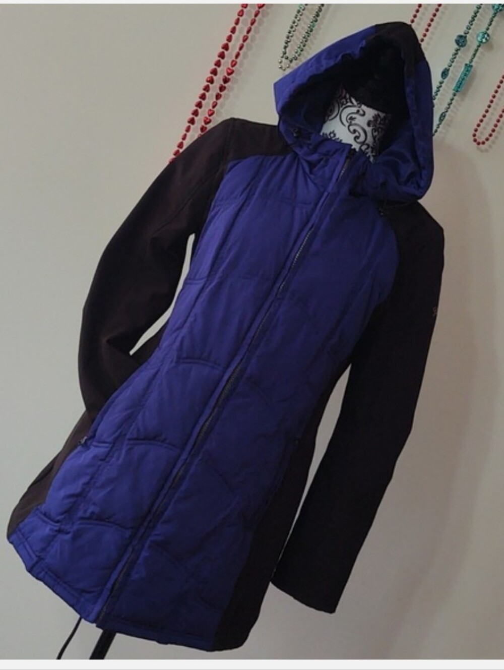 Guess Two Tone Winter Coat Blue & Black Medium